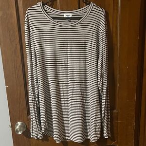 Old Navy Black and Cream Striped Long Sleeve Top